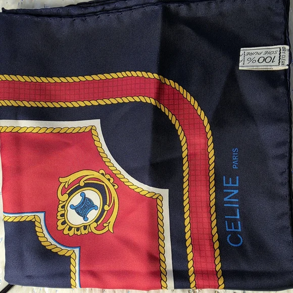 Celine Red and Blue Scarf - Picture 3 of 4